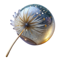 dramatic modern Single Dandelion Seed Floating Cutout Transparent Background high resolution png