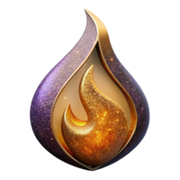 vibrant abstract Single Flame Symbol with Gradient and Texture Cutout high resolution png