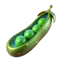 serene creative Single Green Pea Pod Isolated Element premium png