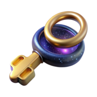 elegant traditional Single Key on a Ring Top View Isolated Element premium png