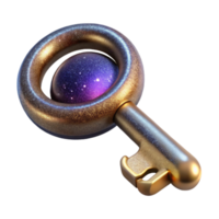 dramatic minimalist Single Key on a Ring Top View Isolated Element original png