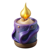 dramatic rustic Single Lit Candle with Soft Glow Isolated Element professional png