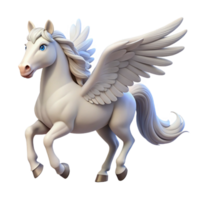 beautiful rustic A winged horse, white coat, flowing mane authentic png