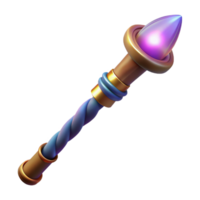 dramatic artistic A wand, glowing tip, intricate handle high resolution png