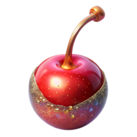 serene creative Single Red Cherry Front View Transparent Background high quality png