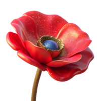 serene artistic Single Red Poppy Flower Front View Isolated Element premium png