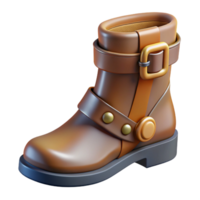 vibrant vintage A boot, leather, with metal buckles high quality png