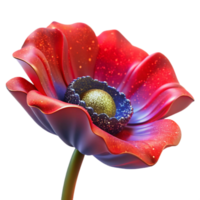 elegant minimalist Single Red Poppy Flower Front View Isolated Element authentic png