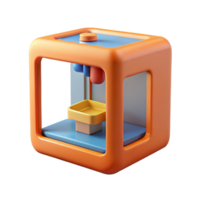 vibrant modern 3D printer printing a small object high quality png