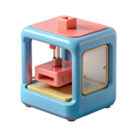 serene minimalist 3D printer printing a small object 4K png