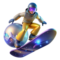 serene modern Snowboarder Performing Trick Cutout with Dynamic Motion authentic png