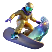 extraordinary vintage Snowboarder Performing Trick Cutout with Dynamic Motion authentic png