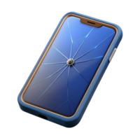 dramatic abstract Smartphone with cracked screen high quality png