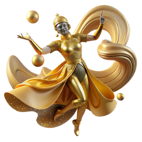 impressive rustic Solo Dancer in Gold Costume Transparent with Minimalist Style genuine png
