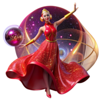 magnificent artistic Solo Dancer in Red Dress Transparent with Minimalist Style png