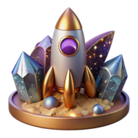 impressive minimalist Space Rocket on Launchpad Cutout Element high resolution png