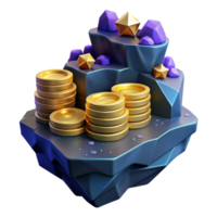 vibrant abstract Stacked Coins on Edge of Cliff Isolated authentic png
