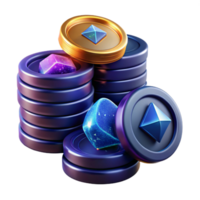 serene rustic Stacked Coins Representing Risk and Reward Transparent Background high quality png