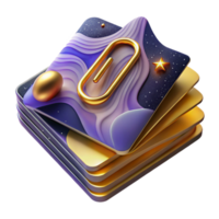 elegant abstract Stack of Papers with Paperclip Isolated Element detailed png