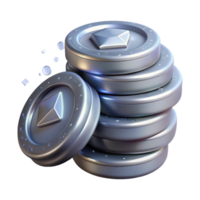stunning rustic Stack of Silver Coins Isolated on Transparent Background high quality png