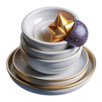 wonderful minimalist Stack of Plates White Ceramic Isolated Element authentic png