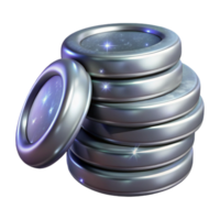 extraordinary rustic Stack of Silver Coins Isolated on Transparent Background detailed png