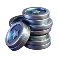 dramatic modern Stack of Silver Coins Isolated on Transparent Background professional png