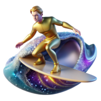 serene abstract Surfer Riding a Wave Front View Transparent high quality png