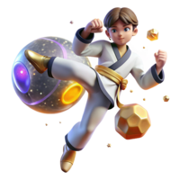 serene abstract Taekwondo Fighter Kicking High Isolated Element with Dynamic Angle genuine png