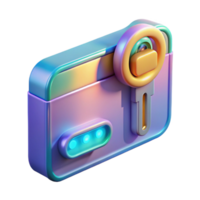 dramatic minimalist Futuristic keycard with holographic security code high quality png