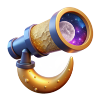 extraordinary rustic Telescope Observing Crescent Moon Transparent Background high quality png