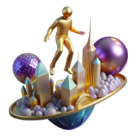 impressive classic Tightrope Walker Balancing Over Cityscape Transparent Background original png