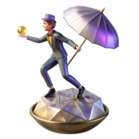 wonderful modern Tightrope Walker with Umbrella Balancing Act Transparent Background premium png