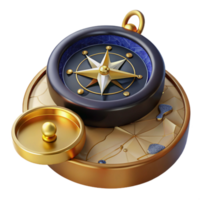 wonderful artistic Vintage Compass and Map on Tabletop Isolated Element authentic png