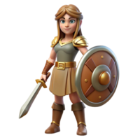 wonderful rustic Warrior woman, sword and shield, exclusive png