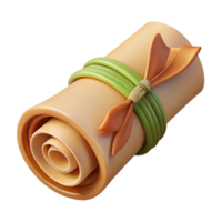 dramatic traditional Old map, rolled up, tied with string, exclusive png