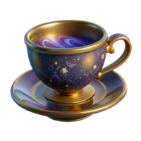 serene creative Vintage Teacup with Saucer Side View Isolated professional png