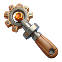 stunning traditional Steampunk wrench with adjustable gears and a brass handle high quality png