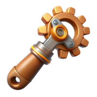 beautiful traditional Steampunk wrench with adjustable gears and a brass handle genuine png