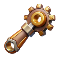 serene vintage Steampunk wrench with adjustable gears and a brass handle 4K png