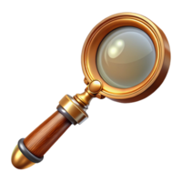 impressive minimalist Steampunk magnifying glass with a brass handle and intricate engravings high quality png