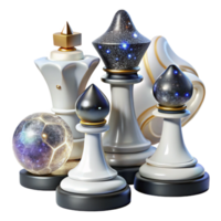 dramatic abstract White Chess Pieces Set Transparent Background high resolution png