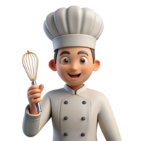 beautiful contemporary Chef with a toque, holding a whisk, high resolution png