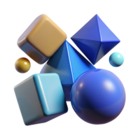 dramatic rustic A group of levitating, geometric shapes, high resolution png