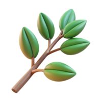 vibrant abstract A single, stylized tree branch with abstract leaves, high quality png