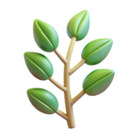 beautiful minimalist A single, stylized tree branch with abstract leaves, high resolution png