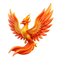 serene traditional Phoenix, firebird, rising from flames, vibrant plumage, premium png