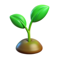 vibrant abstract Green sprout with two leaves high quality png