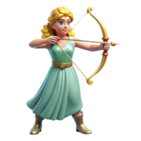 serene abstract Artemis, goddess of the hunt, with a bow and arrow genuine png