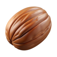 impressive abstract Single brown pecan nut in shell detailed png